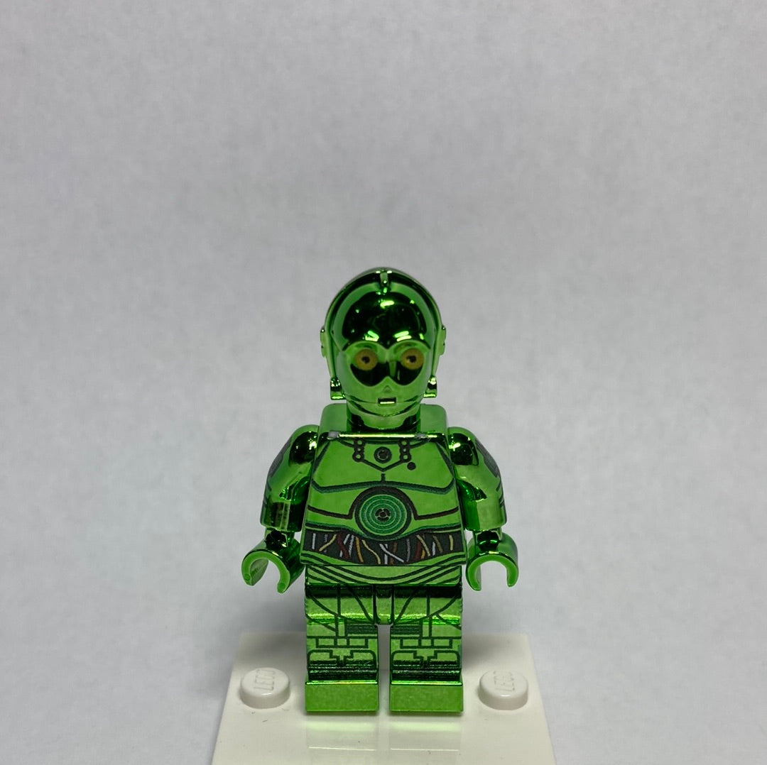 Protocol Droid Limited Edition Chrome Green Custom Printed & Inspired Lego Star Wars Minifigure